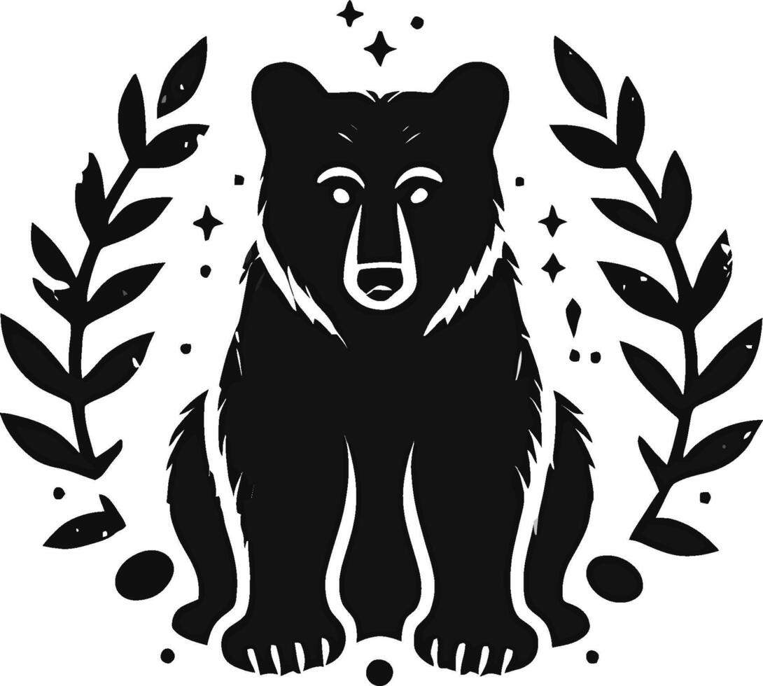 A black and white bear with laurel wreath vector