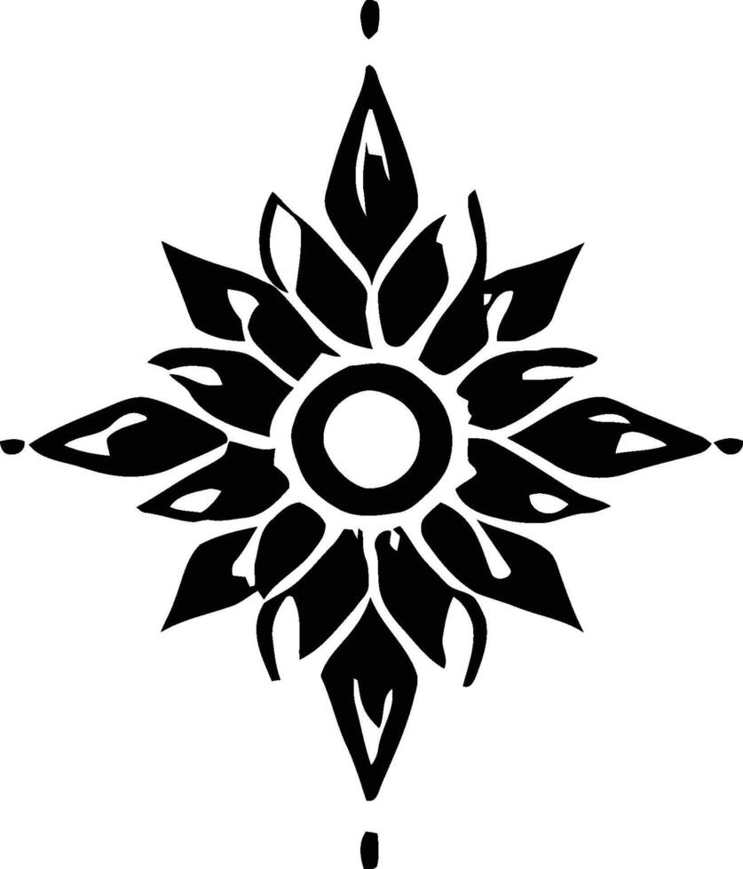 A black and white sunflower design vector