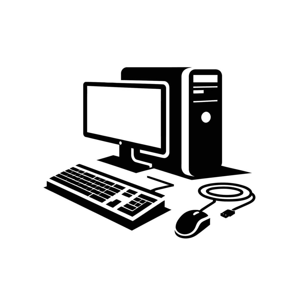 Computer and keyboard icon illustration vector