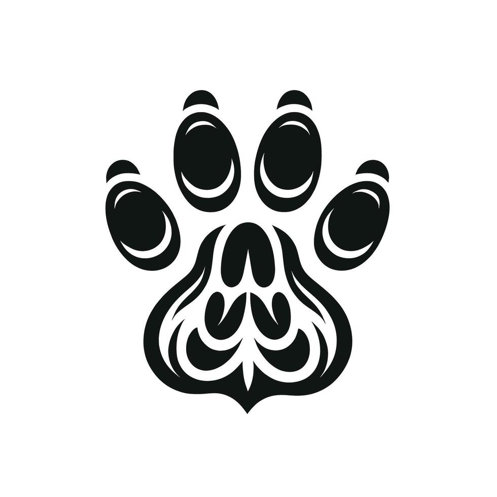 A black and white paw print logo vector