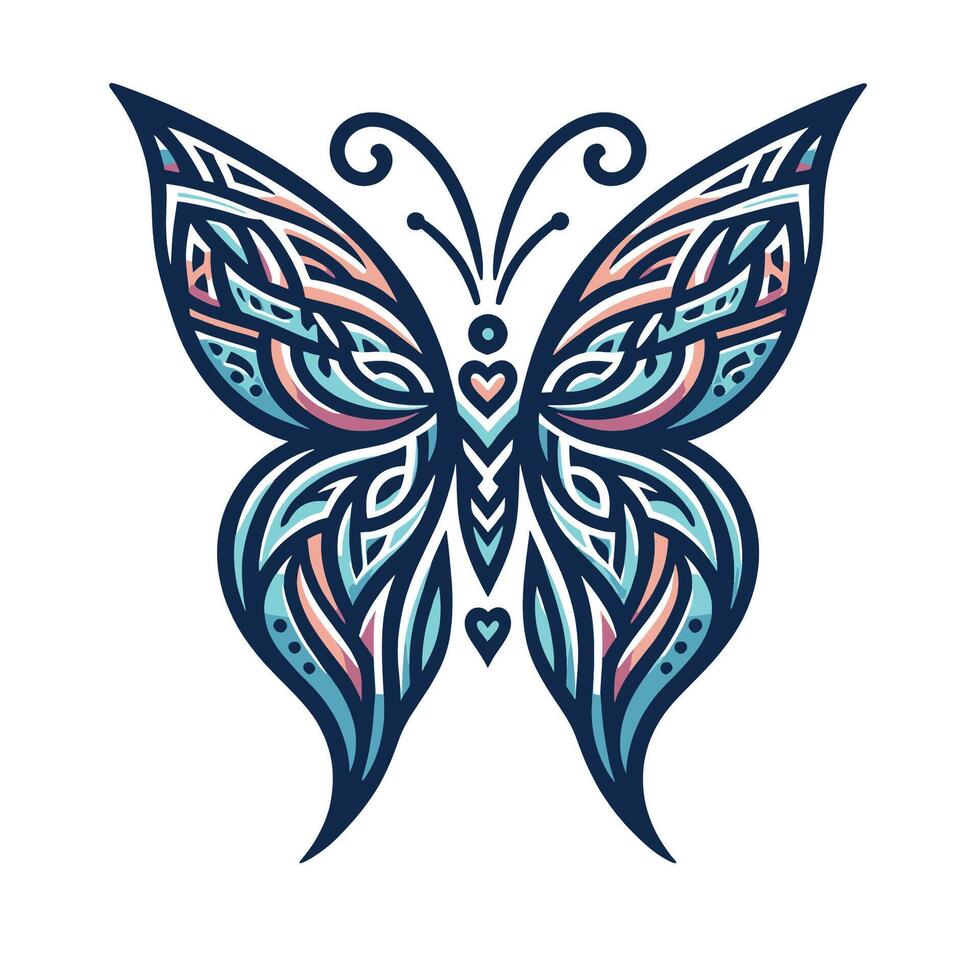 A butterfly with a tribal pattern on it vector