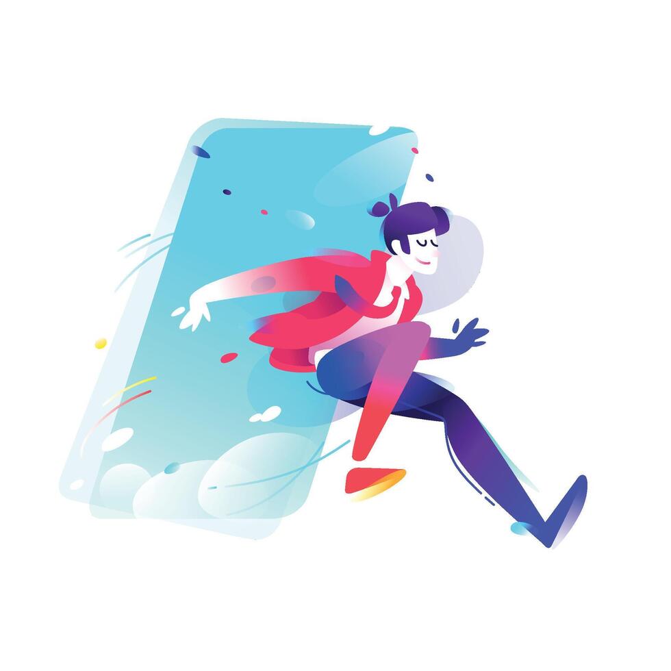 Illustration of a running man. A bright and harezmatic character. Image is isolated on white background. Flat illustration for banner, presentation and site. vector