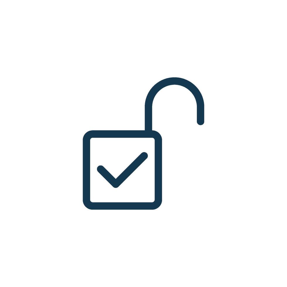 Outline Simple Check Mark Padlock Icon Template vector