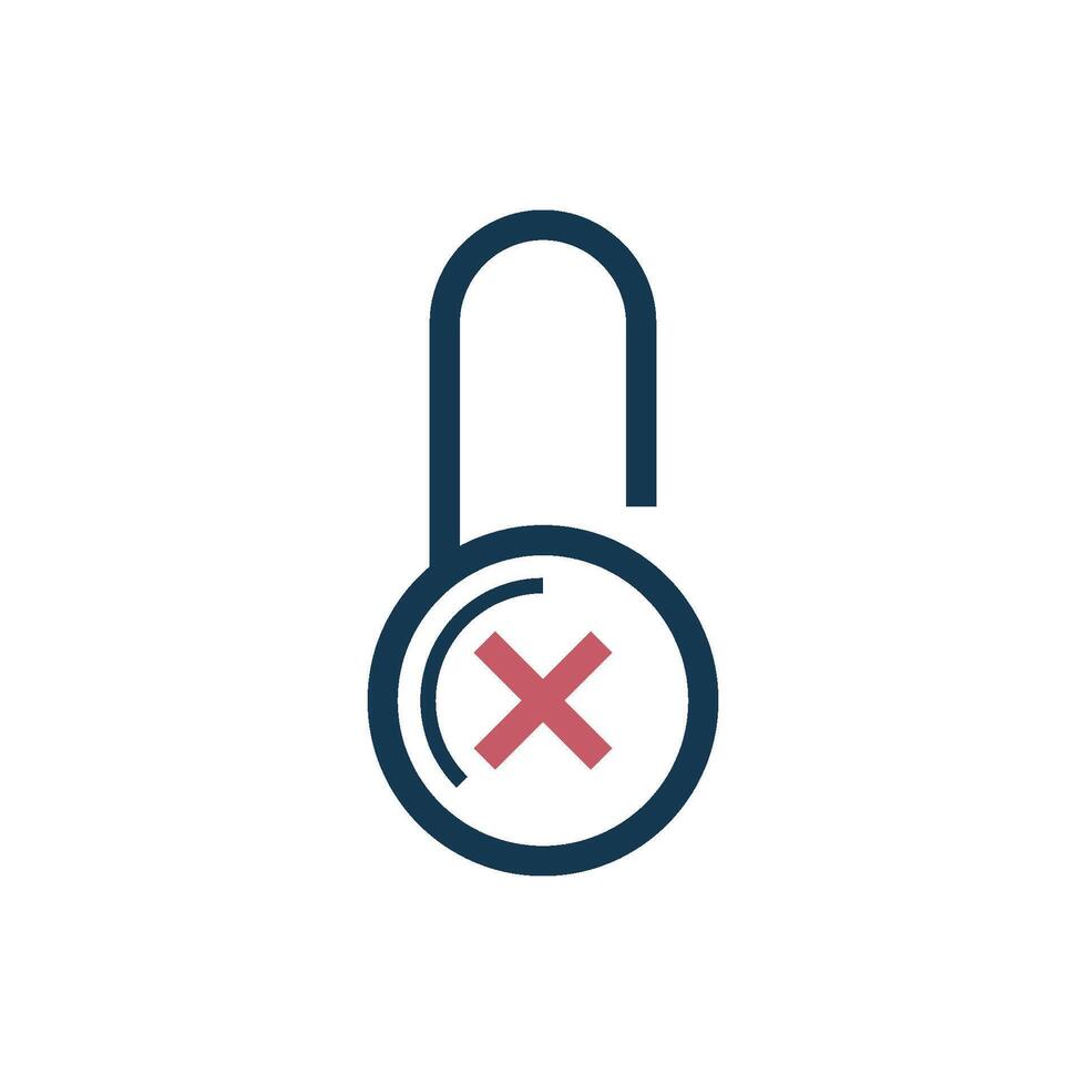 Circle Simple Forbidden Padlock Icon Template vector