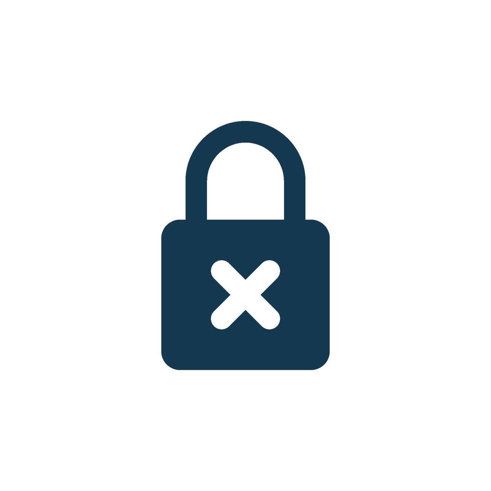 Simple Cross No Sign Padlock Icon Template vector