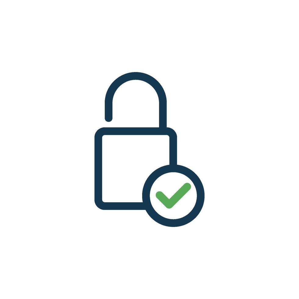 Simple Line Art Check Mark Padlock Icon Template Illustration Design vector