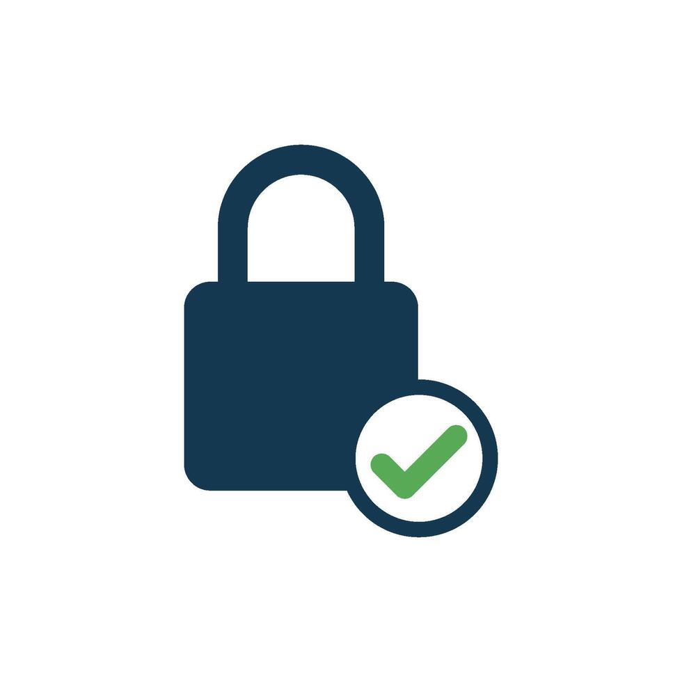 Simple Check Mark Padlock Icon Template Illustration vector