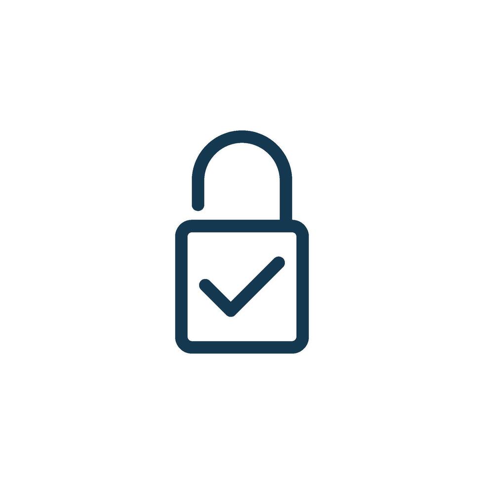 Simple Check Mark Approve Padlock Icon Template vector
