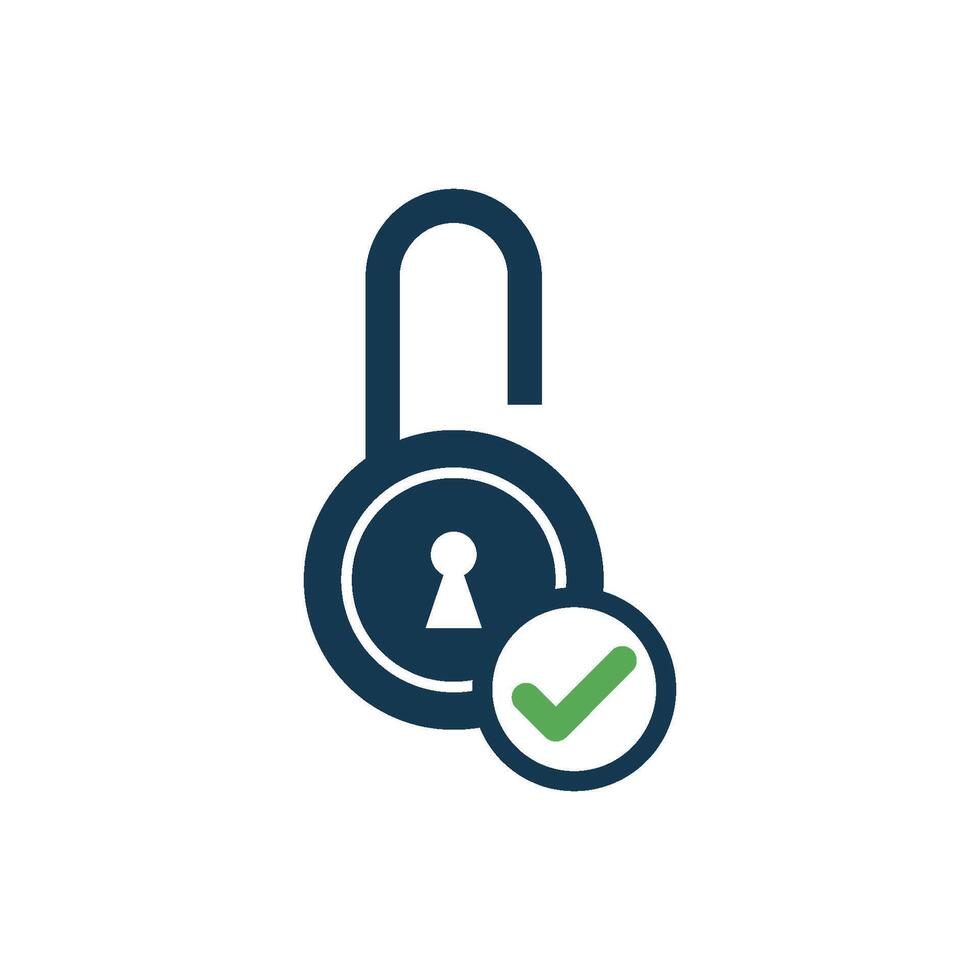 Simple Check Mark Padlock Template vector