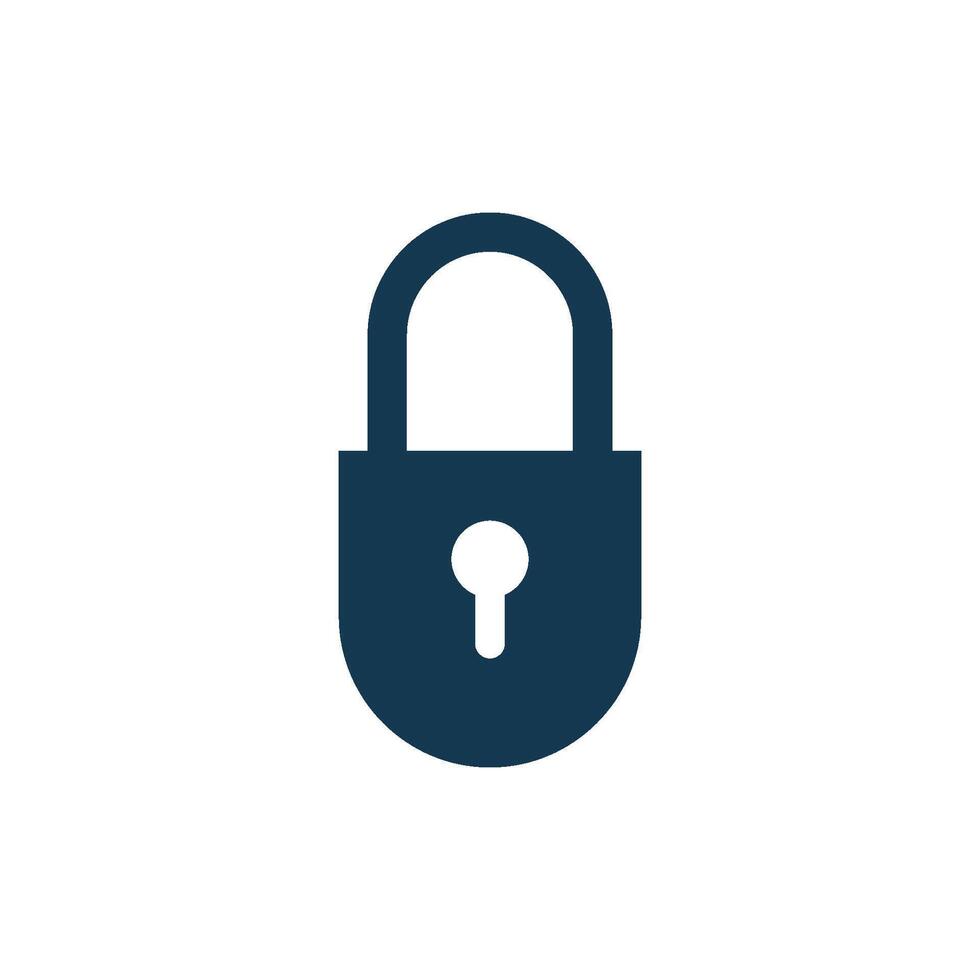 Simple Negative Space Keyhole Padlock Icon Template vector