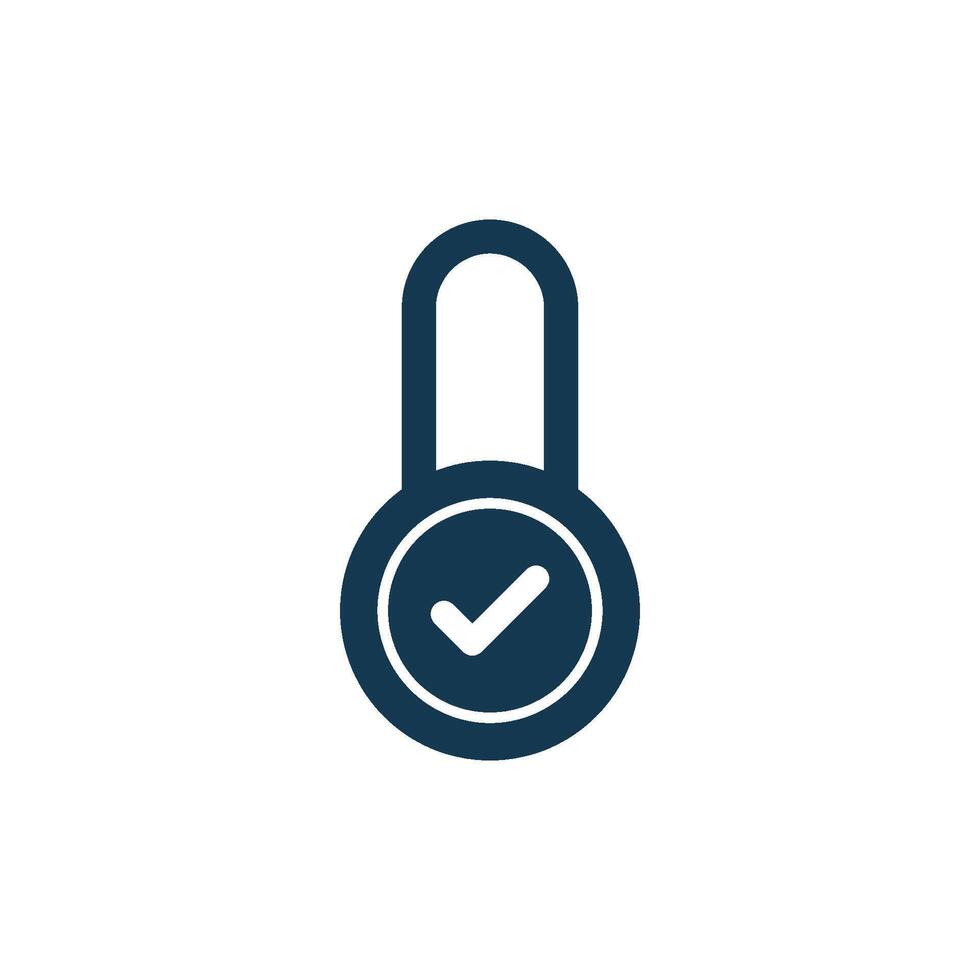 Simple Negative Space Check Mark Padlock Logo Template vector
