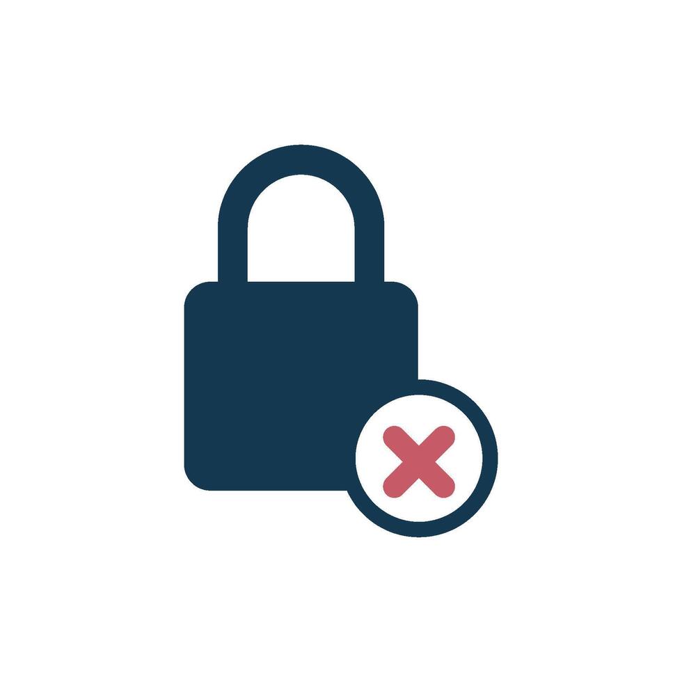 Simple Forbidden No Signage Padlock Icon Template Illustration Design vector