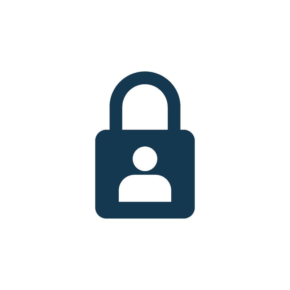 negative Space Simple Username Account Padlock Icon Template vector