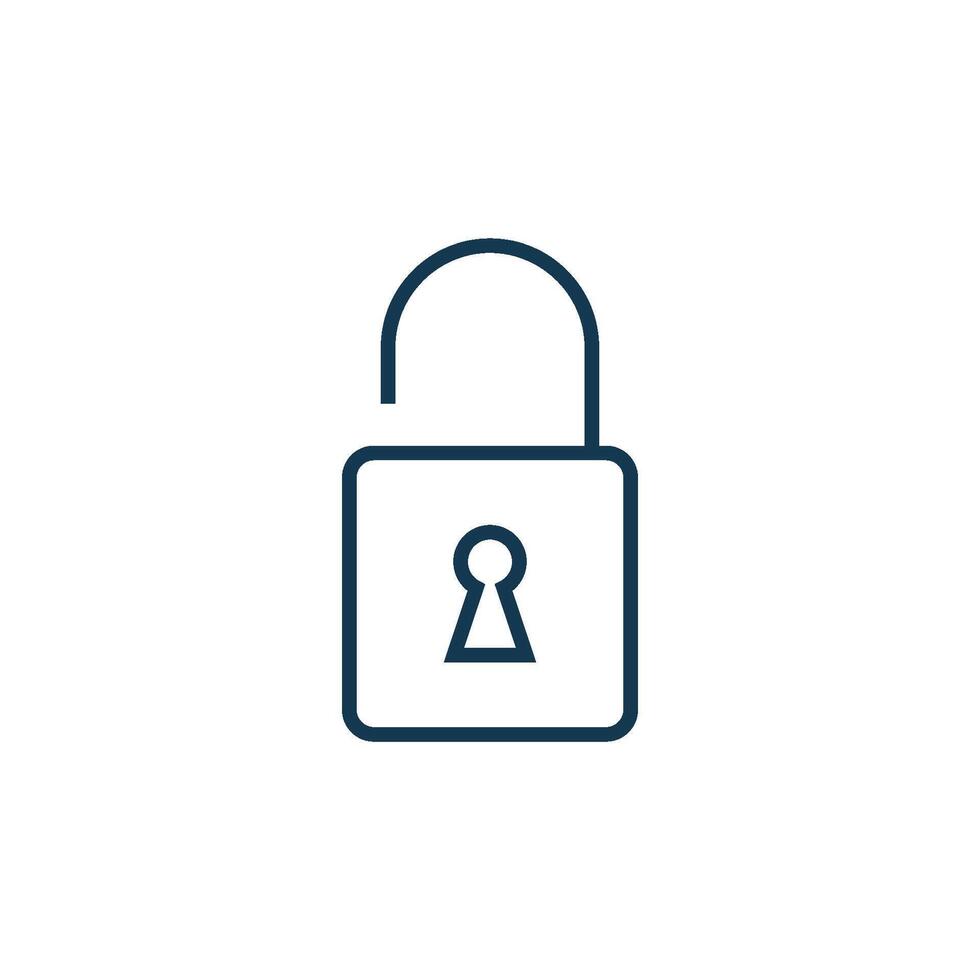 Simple Monoline Keyhole Padlock Icon Template Illustration Design vector