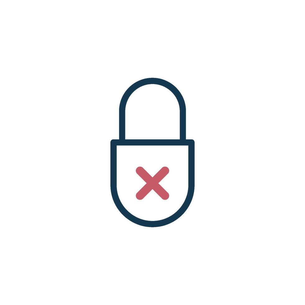 Simple Cross Red Color Padlock Icon Template Illustration Design vector