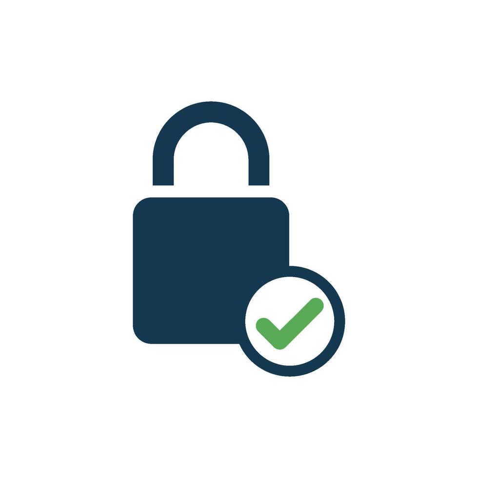 Green Check Mark and Padlock Icon Template Illustration Design vector