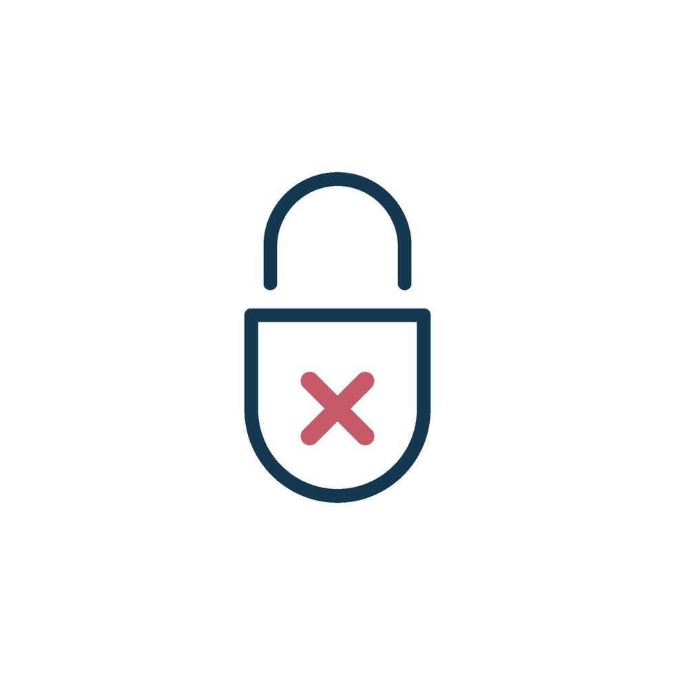 Simple Cross and Padlock Icon Template vector