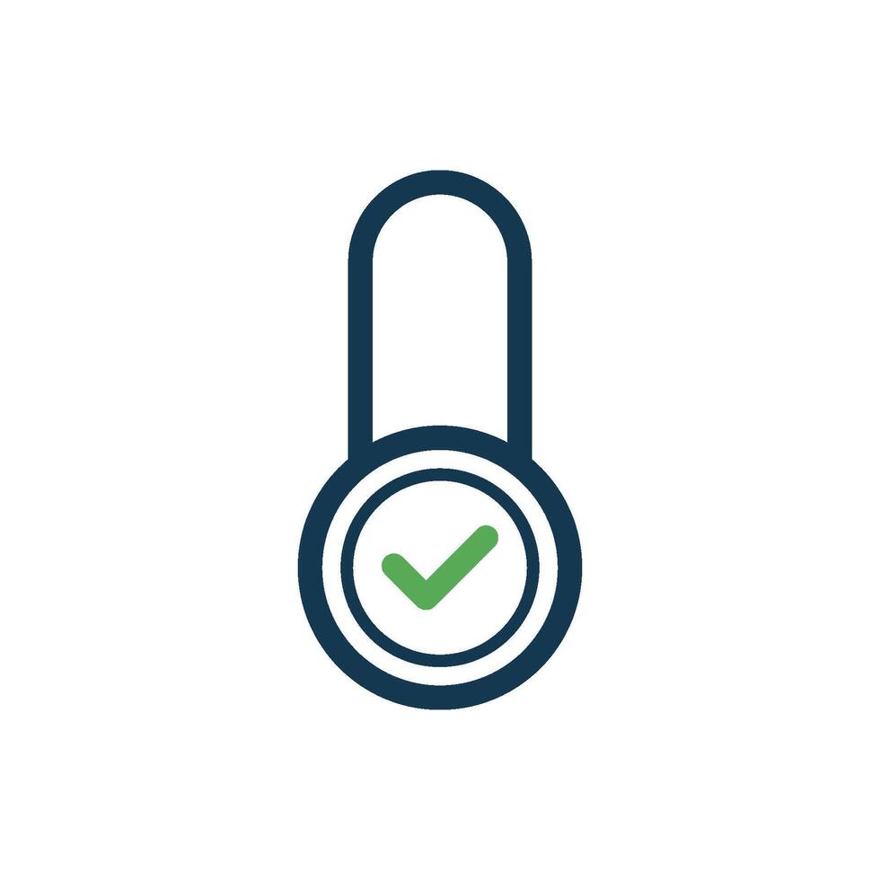Simple Line Check Mark Padlock Icon Template vector