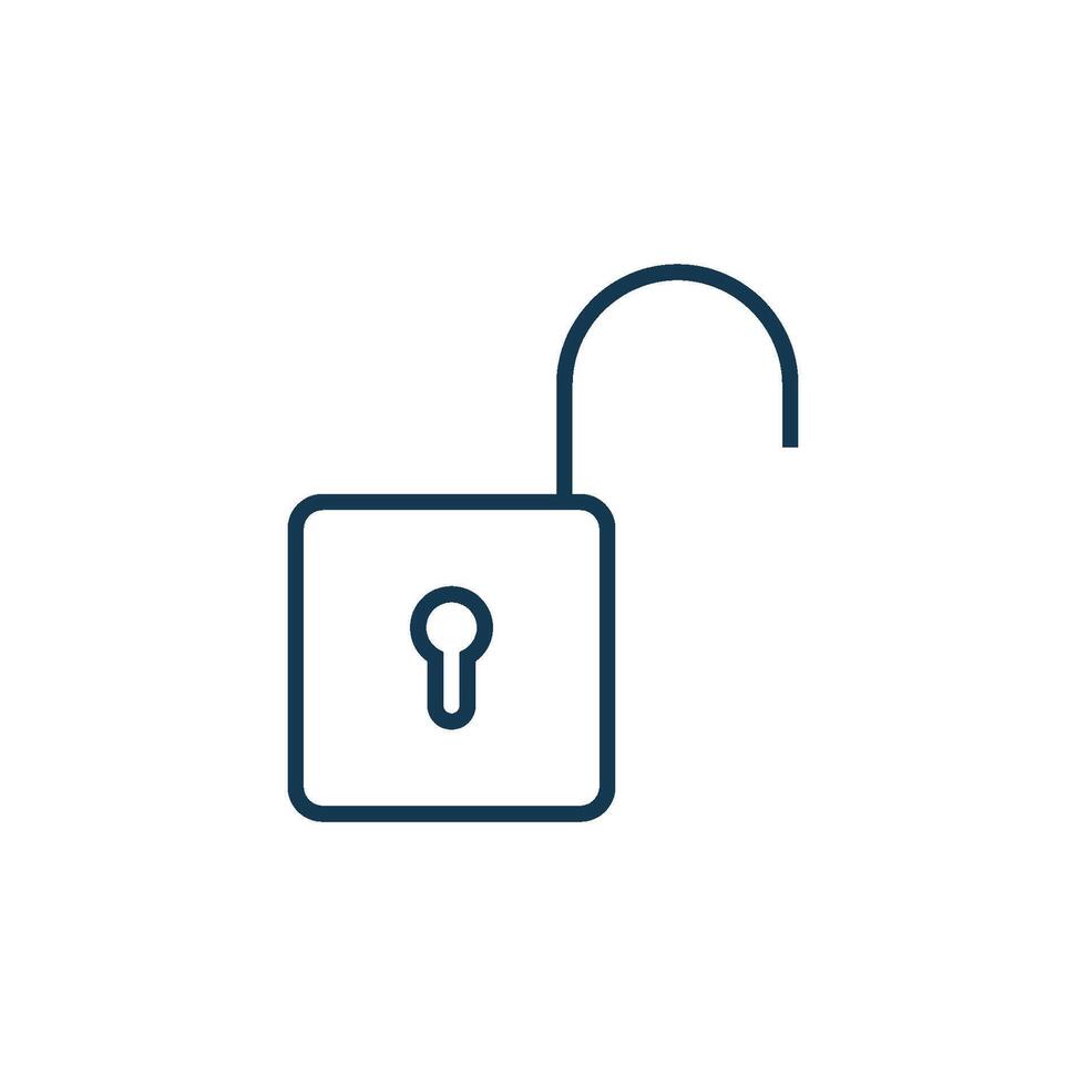 Simple Opened Line Keyhole Padlock Icon Template vector