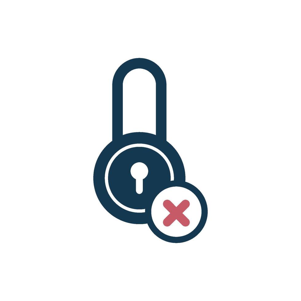 Simple Cross Circle Padlock Icon Template vector