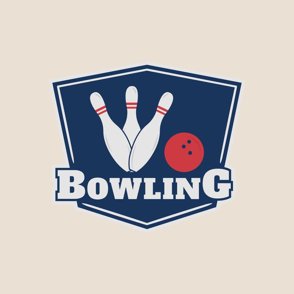 bowling vintage logo with emblem minimalist game tournament illustration template graphic design. vector