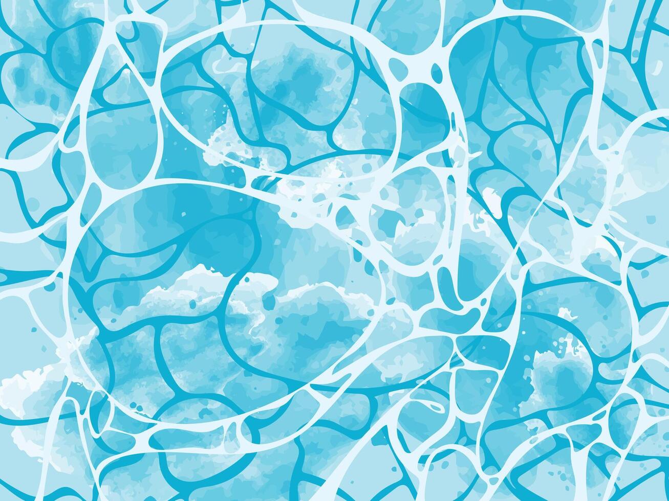 Watercolor blue water surface. Summer sea poster template. Sea waves abstract backgrounds. Turquoise rippled water texture background. vector