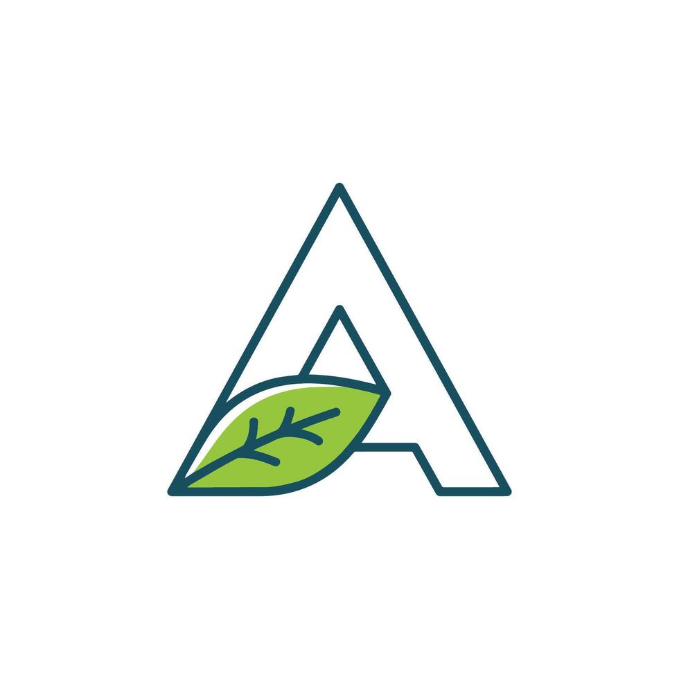 Illustration of a Triangle Logo with a Leaf vector