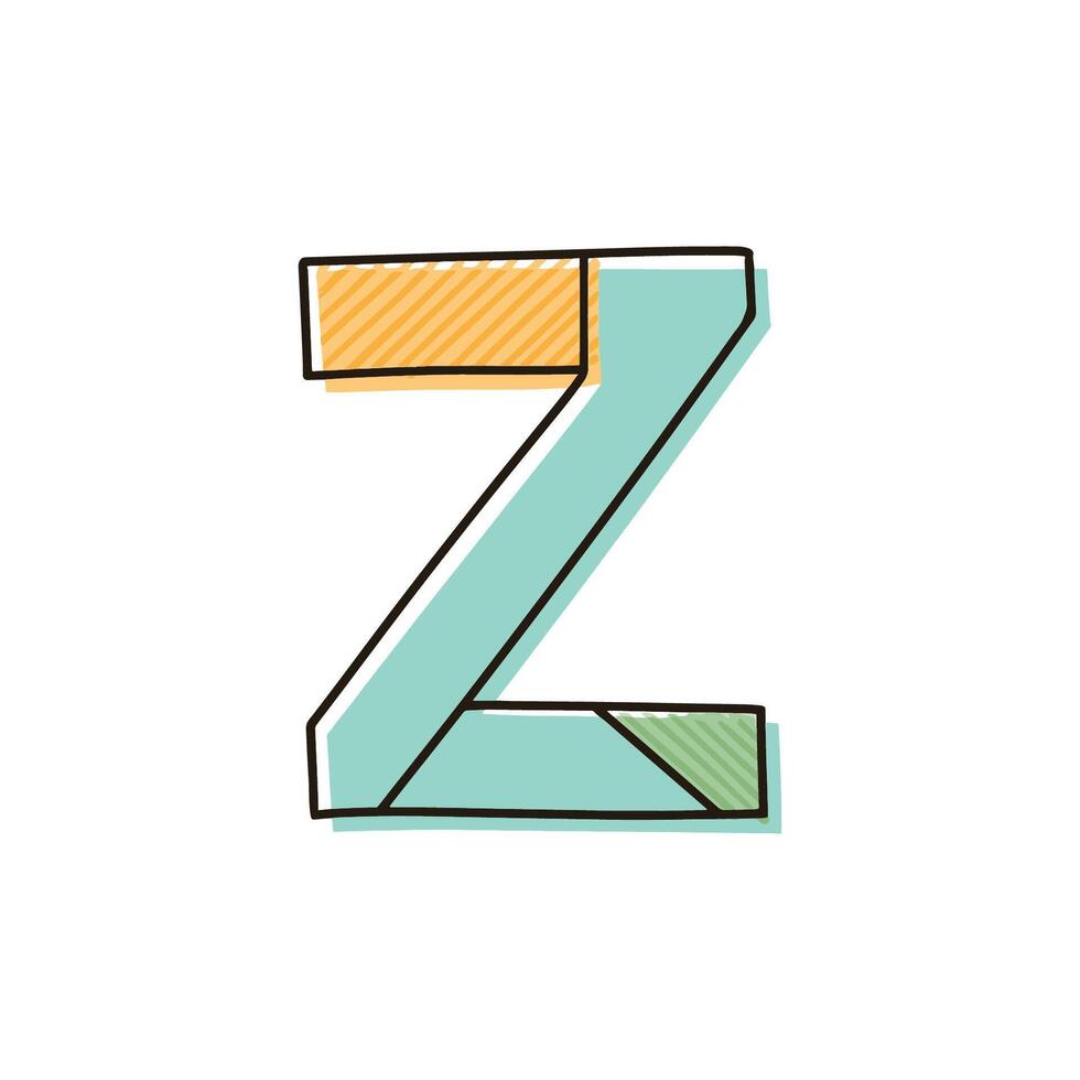 doodle hand drawn illustration of letter Z vector