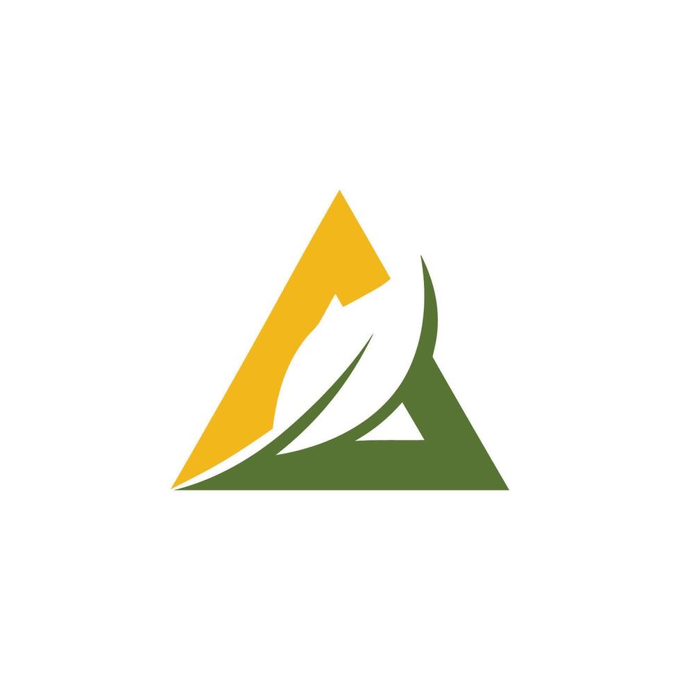 Illustration of a Triangle Logo with a Leaf vector