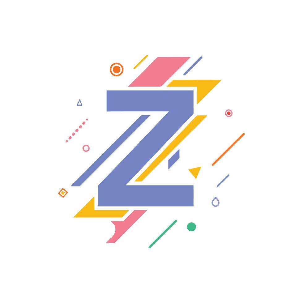 doodle hand drawn illustration of letter Z vector