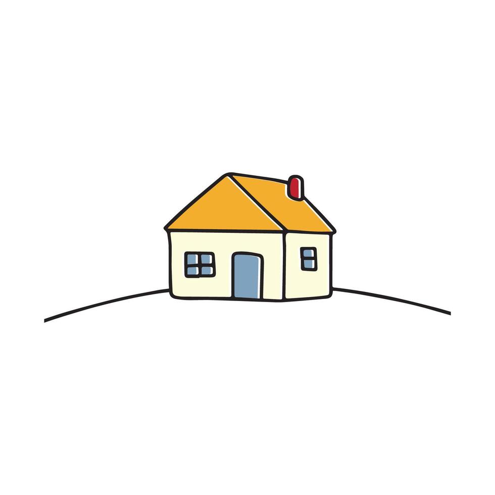 Illustration of hand drawn doodle of house in the hill vector