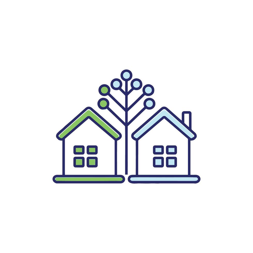 Illustration of a House and Technology Tree vector