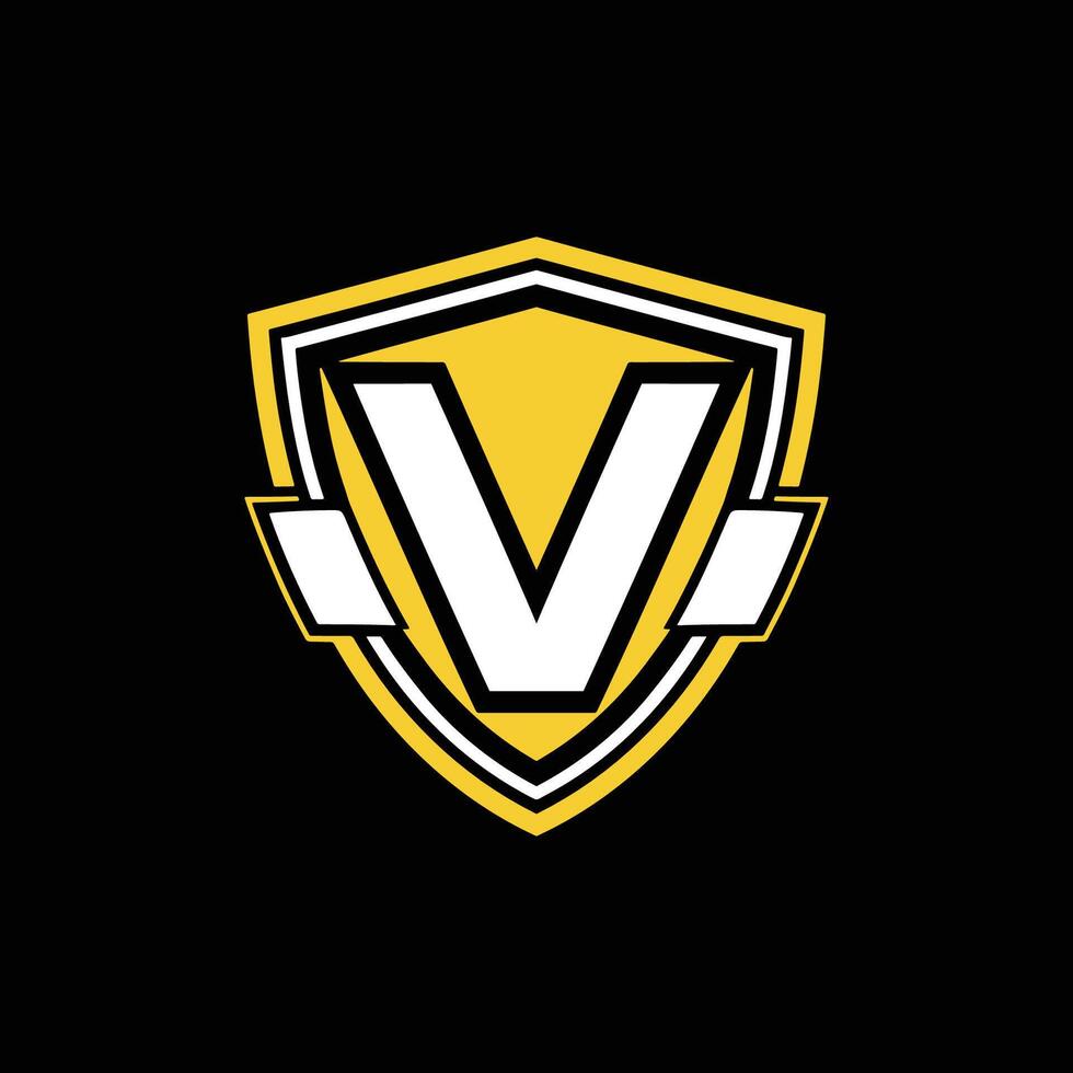 Illustration of letter V esports shield logo vector