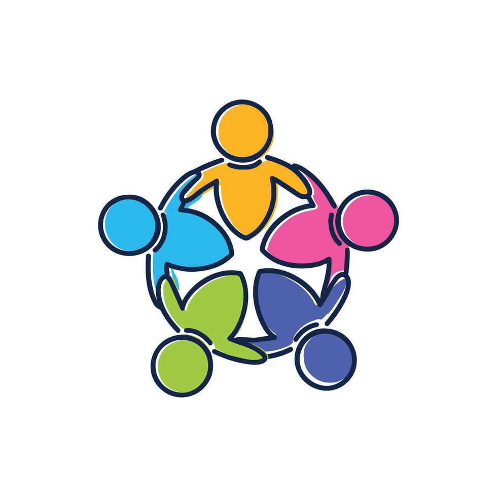 Illustration of happy people community logo vector