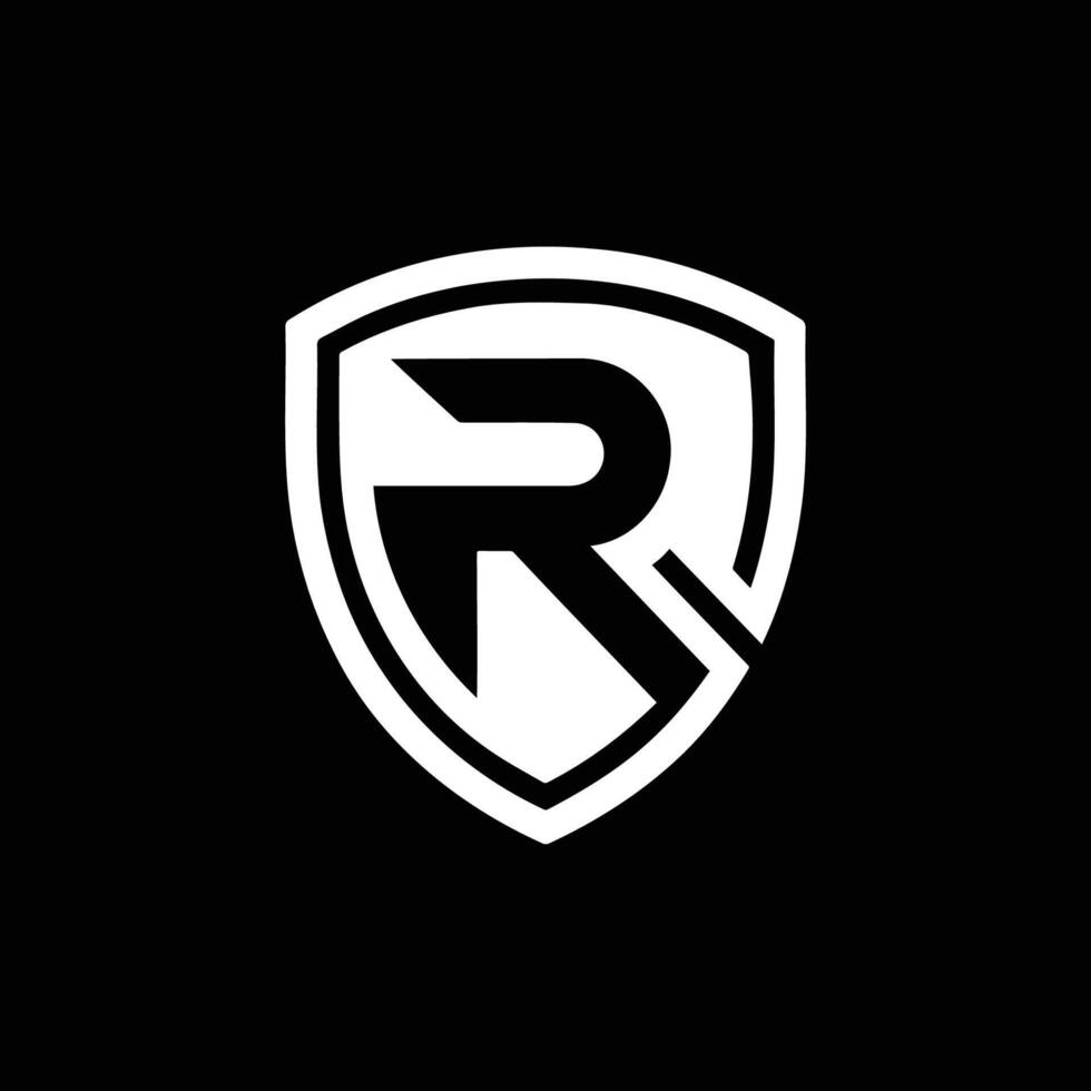 Illustration of letter R esports shield logo vector