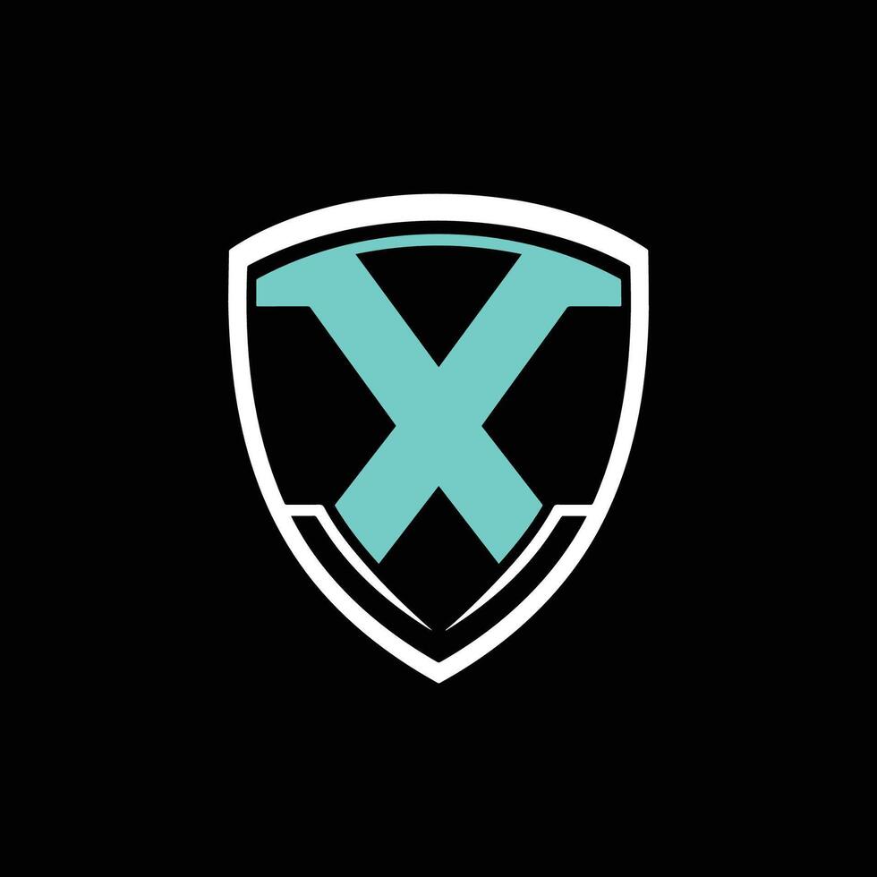 Illustration of letter X esports shield logo vector