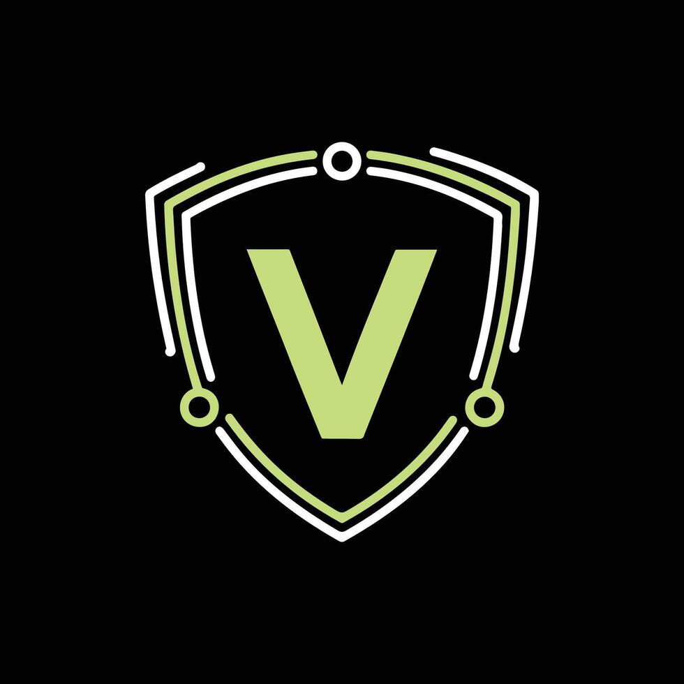 Illustration of letter V esports shield logo vector