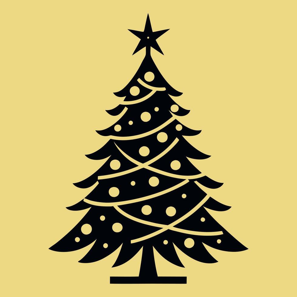 Black Color Christmas Tree vector