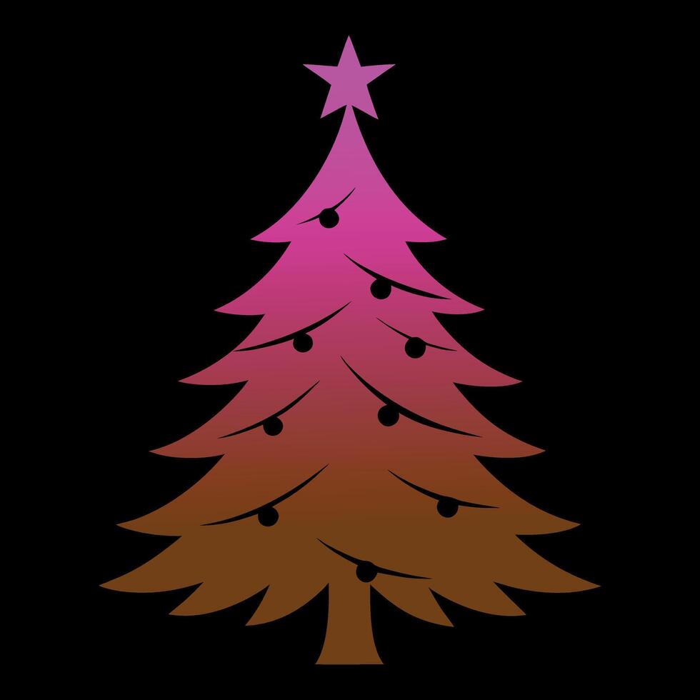 Christmas Tree Art Illustration on black background vector