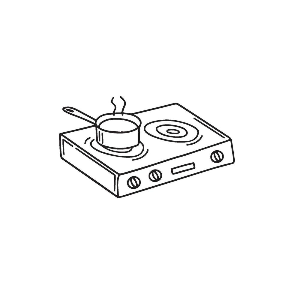 simple illustration of electric stove with a pan on top vector