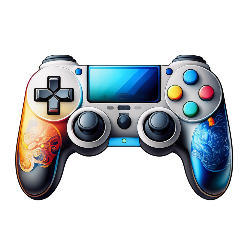 A game controller with colorful designs png