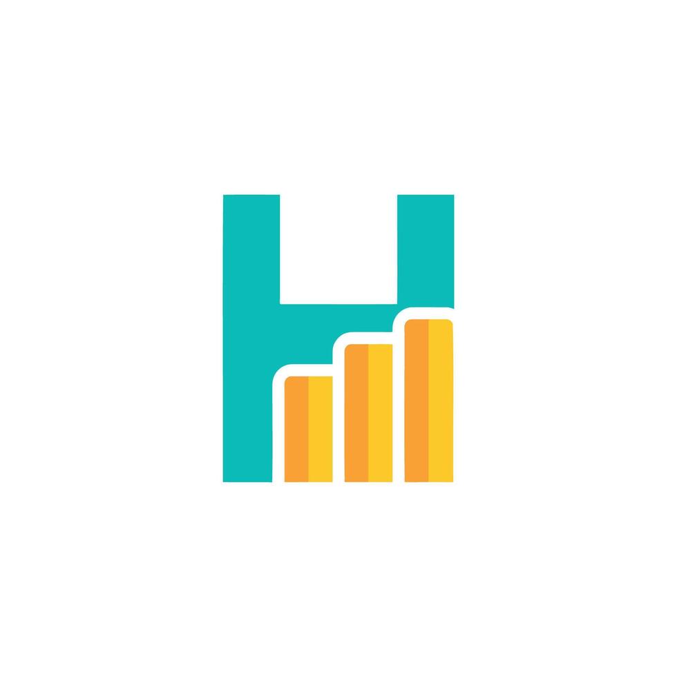 Illustration of the Letter H with a Bar Graph Symbol vector