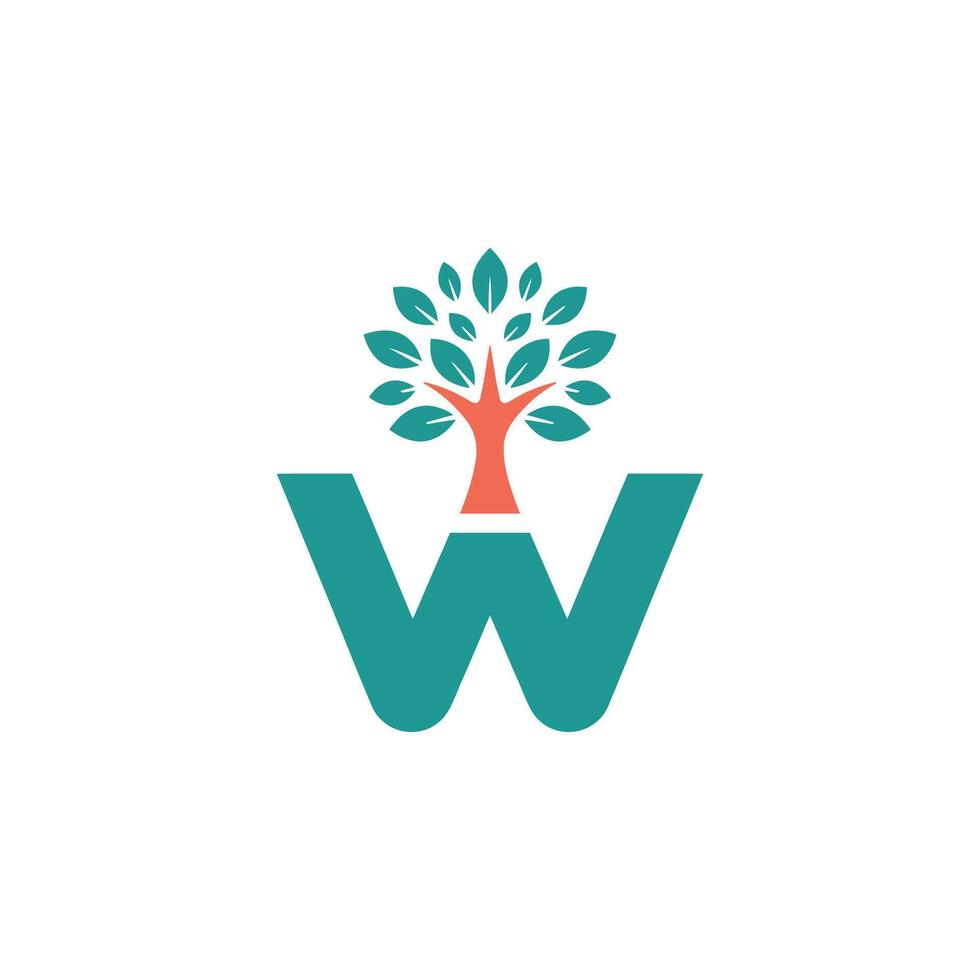 logo of a combination of the letter W and the tree vector