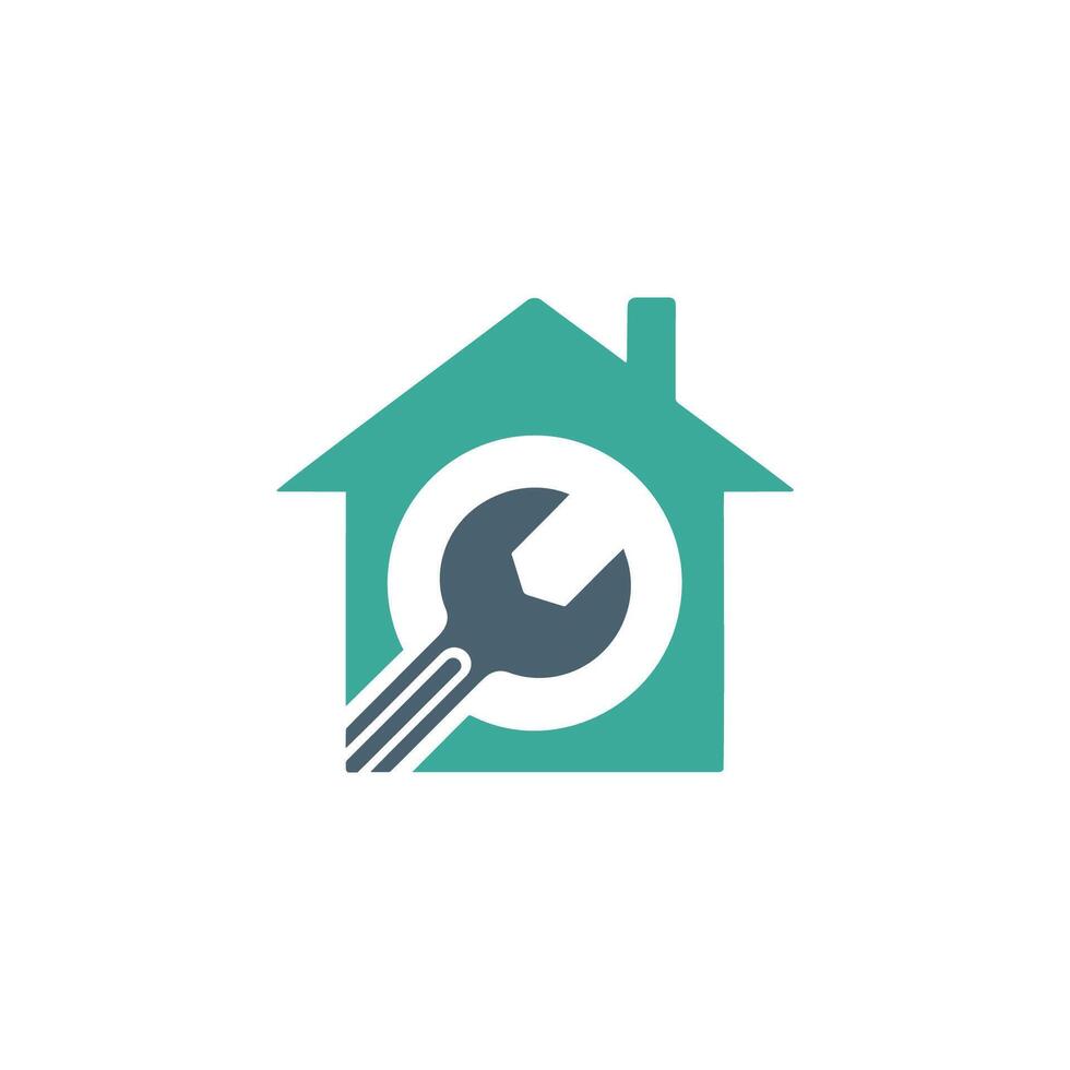 Illustration of a House with a Wrench Symbolizing Repairs vector