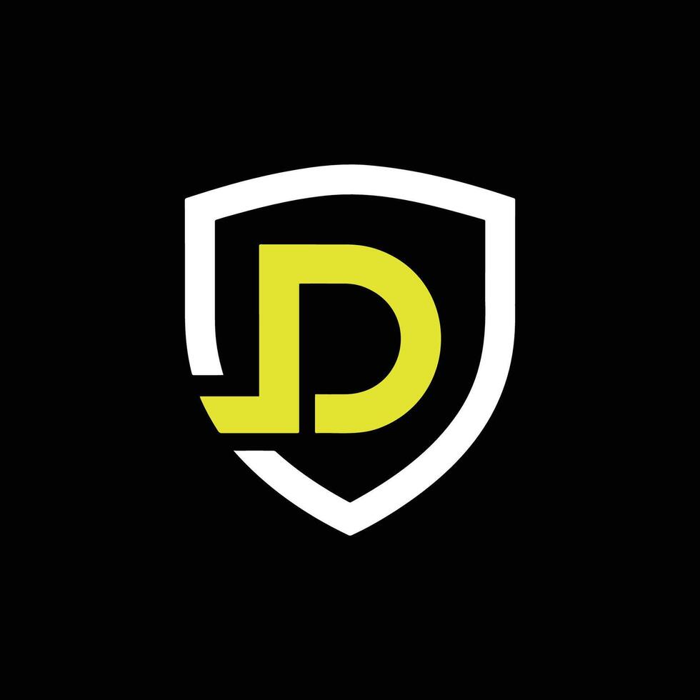 Illustration of letter D esports shield logo vector