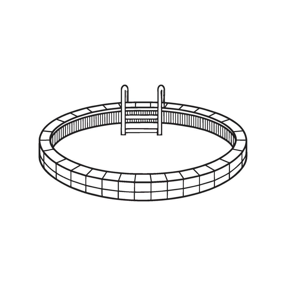 Doodle of a concrete pool with rebar and tiles vector