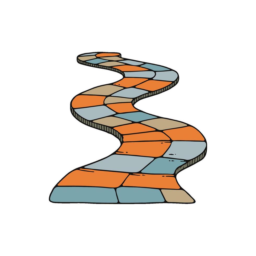 Doodle of a stone pathway with interlocking pavers vector