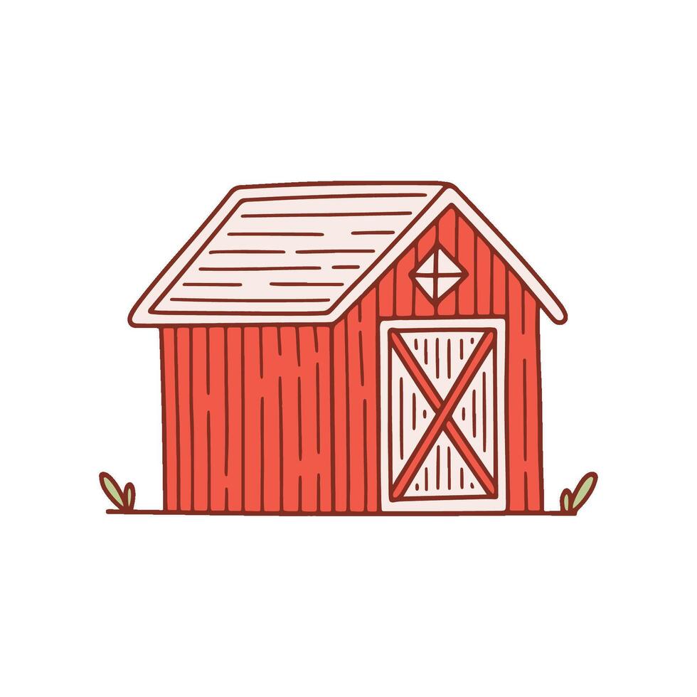 Doodle of a wooden shed with planks vector