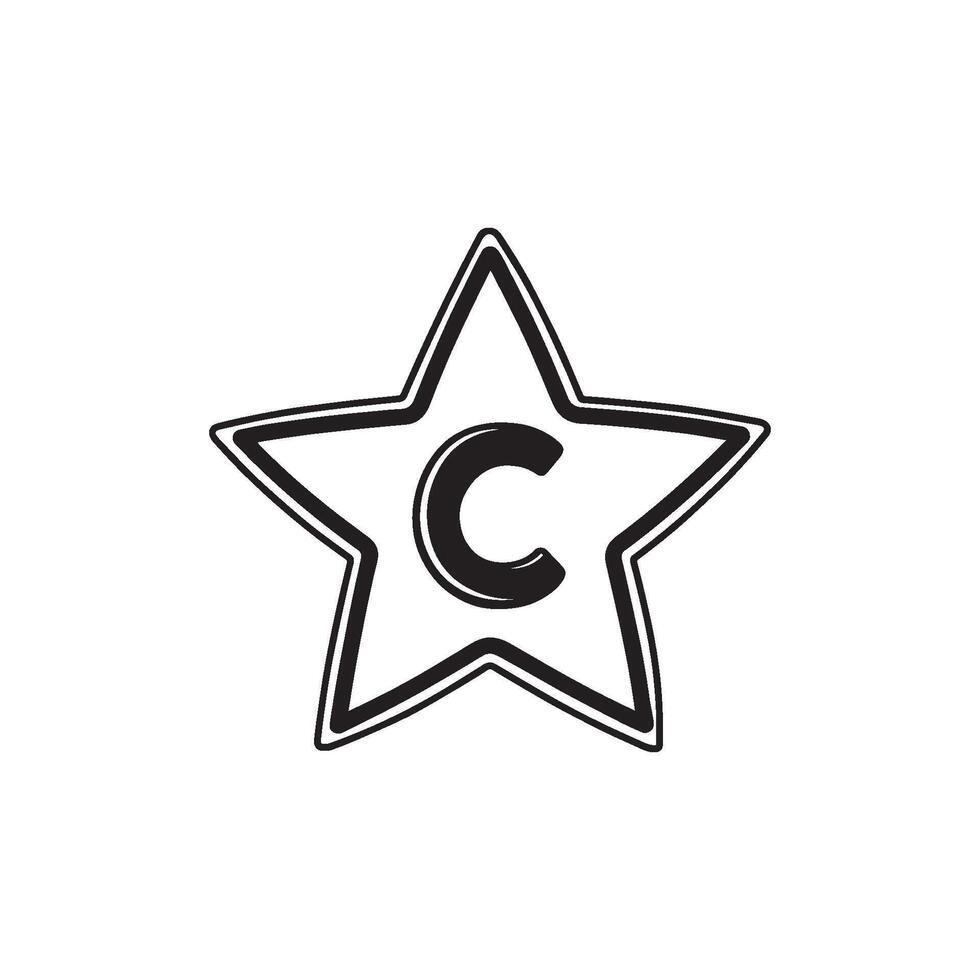Illustration logo letters C in the star vector