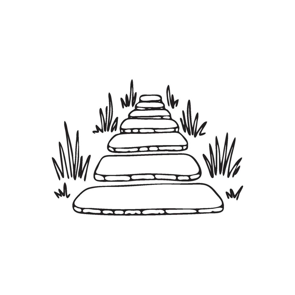 Doodle of a stone pathway in the grass vector